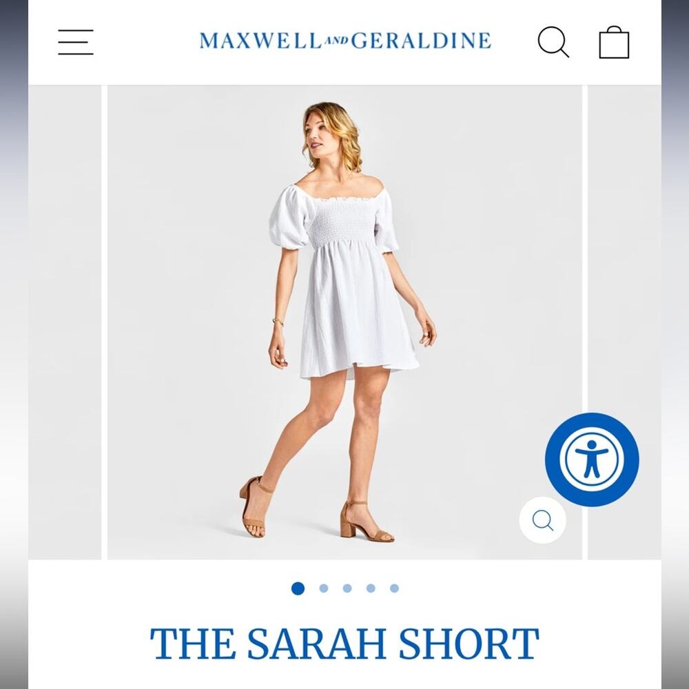 Maxwell and Geraldine The Sarah Short Stretch Smocking Puff Sleeve Cotton Dress